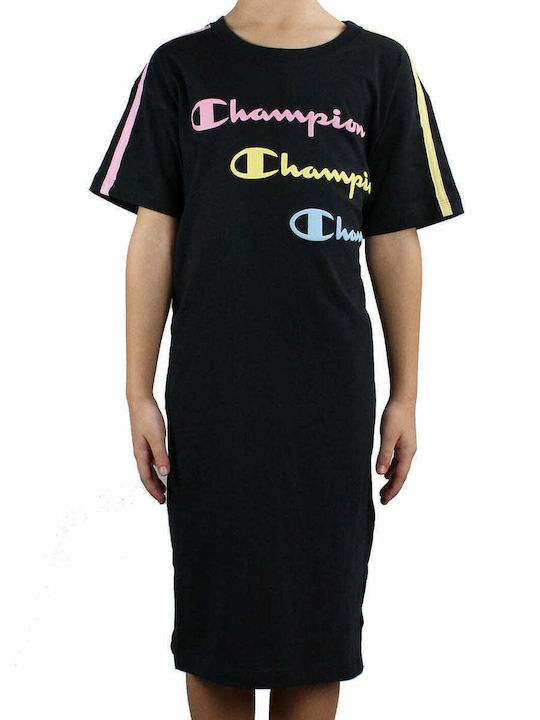 Champion Παιδικό Φόρεμα Κοντομάνικο Μαύρο