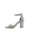 Tamaris Leather Women's Sandals with Ankle Strap White with Chunky High Heel