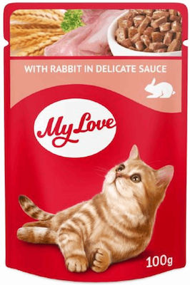 Happy Cat My Love Wet Food for Adult Cats In Pouch with Rabbit σε Σάλτσα 1pc 100gr