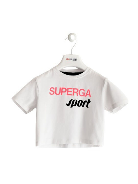 Superga Crop Top pentru copii Cu mâneci scurte Alb