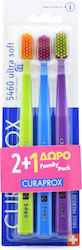 Curaprox CS 5460 Family Pack Manual Toothbrush Ultra Soft Cabbage-orange, Blue-Fuchsia & Purple-Lachani 3pcs