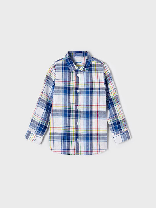 Mayoral Kids Checked Shirt Light Blue