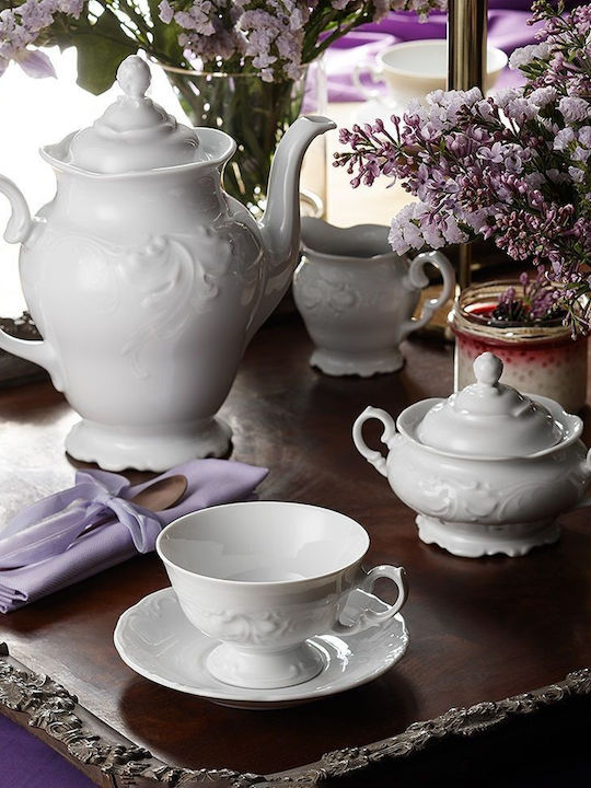 Kristoff Fiorina Tea Set with Cup Porcelain White 1200ml 27pcs