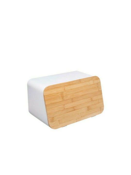 5Five Ψωμιέρα με Καπάκι Μεταλλική σε Λευκό Χρώμα 37x23cm
