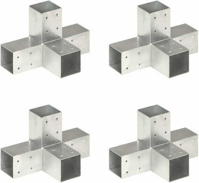 vidaXL Adaptor pentru Pergolă Galvanizat 7.1x7.1cm 4buc Figura X