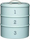 Kitchen Craft Living Nostalgia Set of 3pcs Containers General Use with Lid Metallic Blue 22x22x27cm