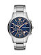 Emporio Armani Renato Ανδρικό Ρολόι 43mm Χρονογράφος Μπαταρίας με Ασημί Μεταλλικό Μπρασελέ