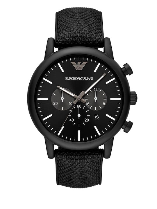 Emporio Armani Luigi Men's Watch 46mm Chronograph Battery with Black Fabric Strap