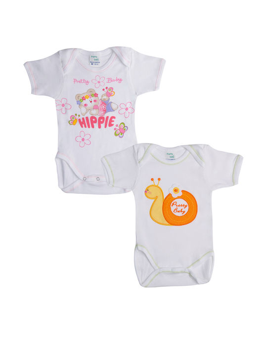 Pretty Baby Set Body pentru Bebeluși Lenjerie Mâneci scurte Alb