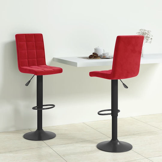Hocker Bar mit Rückenlehne & Höhenverstellbar Bordeaux 2Stück 40x52x102.5-124.5cm