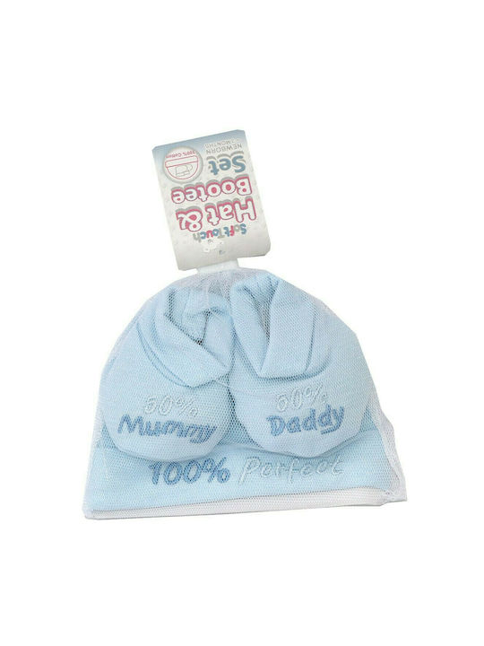 Soft Touch Cotton baby set 2 pcs. cap and shoes (HB03B) Blue