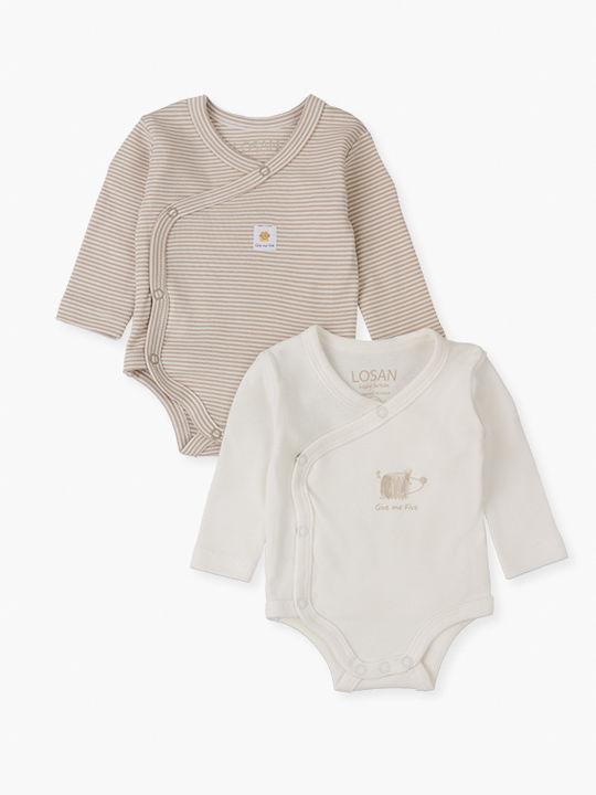 Losan Brown Baby Bodysuits Set 2 Pieces