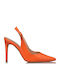 Patent Leather Pointed Toe Stiletto Orange High Heels with Strap