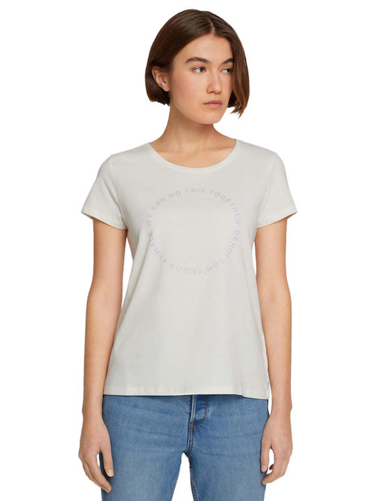 Tom Tailor Γυναικείο T-shirt Gardenia White με Στάμπα