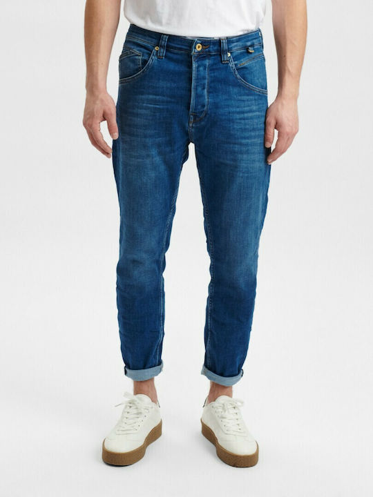 Alex Ανδρικό Παντελόνι Τζιν Ελαστικό με Relaxed Tapered Εφαρμογή Μπλε