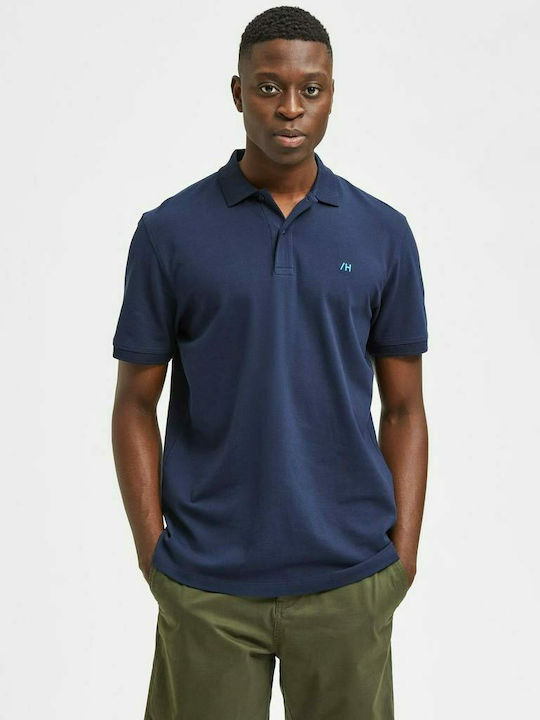 Selected Ανδρικό T-shirt Polo Navy Μπλε