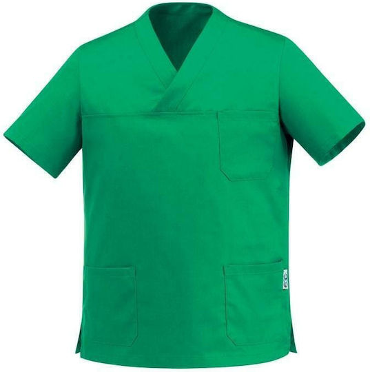 Egochef Bluse Koch Unisex Grün mit Kurzärmelig Leonardo