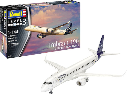 Revell Embraer 190 Lufthansa New Livery Φιγούρα Μοντελισμού Αεροπλάνο Μπλε 3883 Κομματιών σε Κλίμακα 1:144 25.3x18.3x4.6εκ.