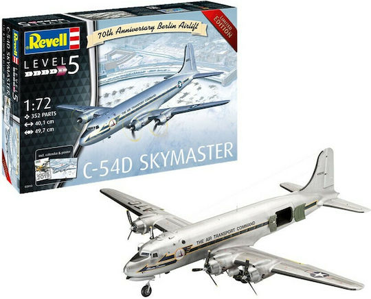 Revell Φιγούρα Μοντελισμού Αεροπλάνο C-54D Berlin Airlift "701th Anniversary" 352 Κομματιών σε Κλίμακα 1:72 40.1x49.7εκ.
