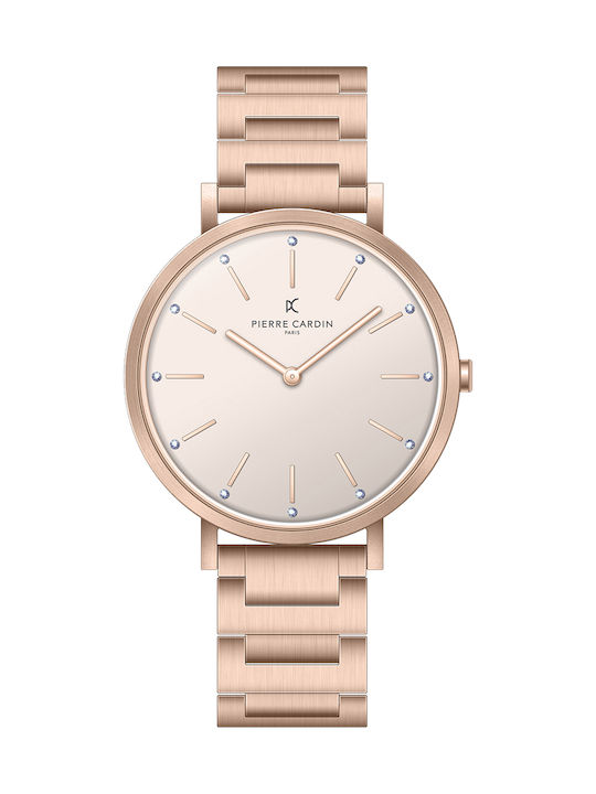 Pierre Cardin Γυναικείο Ρολόι 36mm Μπαταρίας με Ροζ Χρυσό Μεταλλικό Μπρασελέ