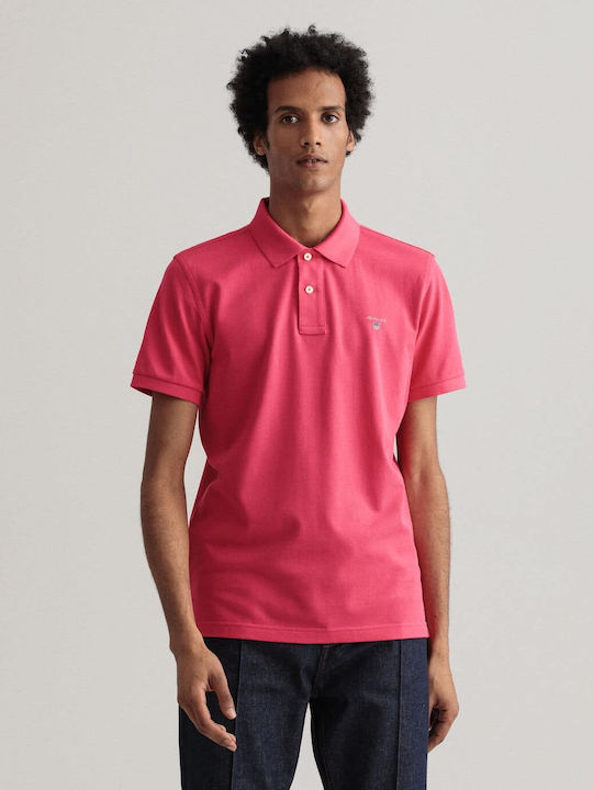 Gant Ανδρική Μπλούζα Polo Κοντομάνικη Ροζ