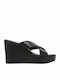 Ena Women's Leather Platform Wedge Sandals Black