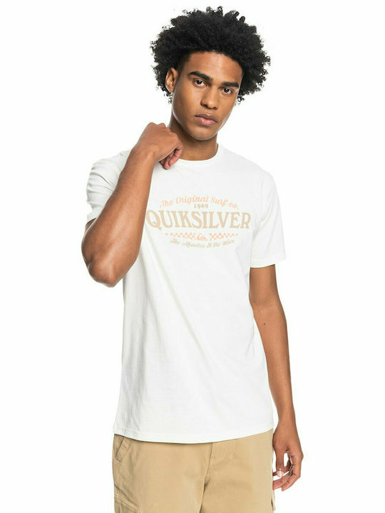 Quiksilver Check On It T-shirt Bărbătesc cu Mânecă Scurtă Alb