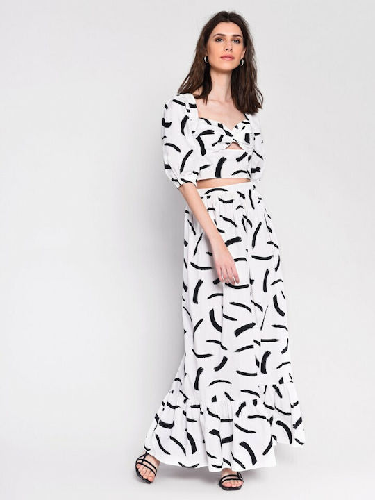 High-waisted Maxi Skirt White