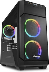 Sharkoon V1000 RGB Gaming Mini Tower Computer Case with Window Panel Black