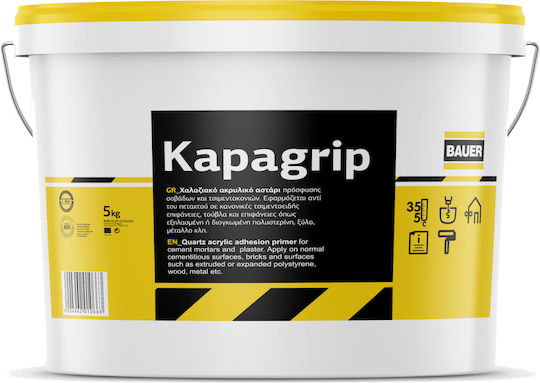 Bauer Kapagrip Grundierung Rost aus Kunstharzen und Quarzsand Weiß Geeignet für Baumaterialien 5kg