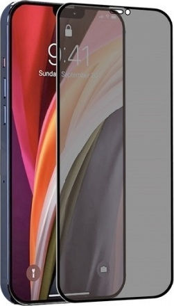 Privacy Full Face Tempered Glass Negru (iPhone 12 / 12 Pro)