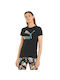 Puma Crystal Galaxy Γυναικείο Αθλητικό T-shirt Ριγέ Μαύρο