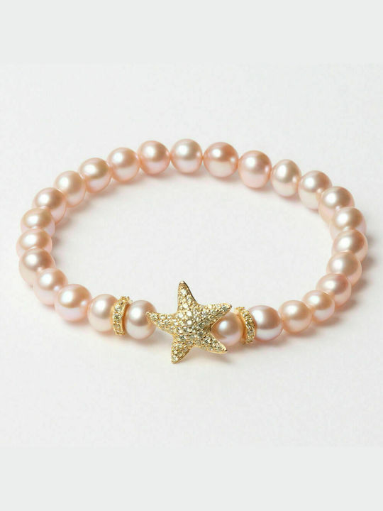 Lancaster Italia Bracelet made of Silver Gold Plated with Pearls JLA-BR-STAR-6-PU