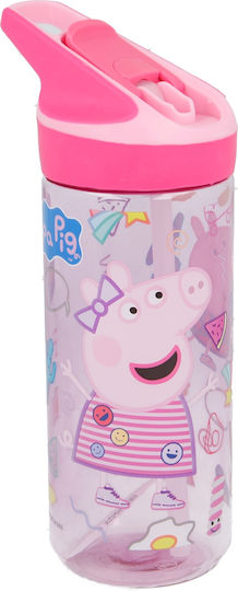 Stor Peppa Pig Haze Kids Water Bottle Peppa Pig Plastic with Straw Pink 620ml