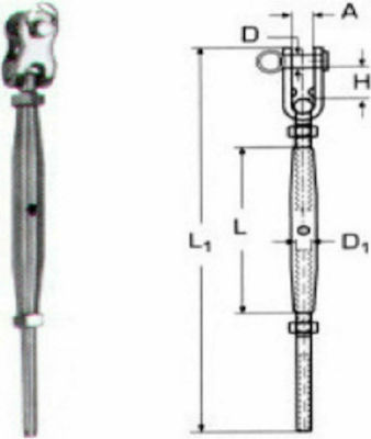 Tensioner Boat Deck Stainless Steel A4 M8 Wire Rope with Detachable Head