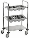 Stainless steel cutlery trolley 2x4 places 1 shelf GN not included TG376306