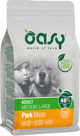 Oasy World Of Love 2.5kg Trockenfutter für erwachsene Hunde mittlerer & großer Rassen mit Schweinefleisch