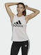 Adidas Essentials Big Logo Women's Athletic Cotton Blouse Sleeveless Almost Pink