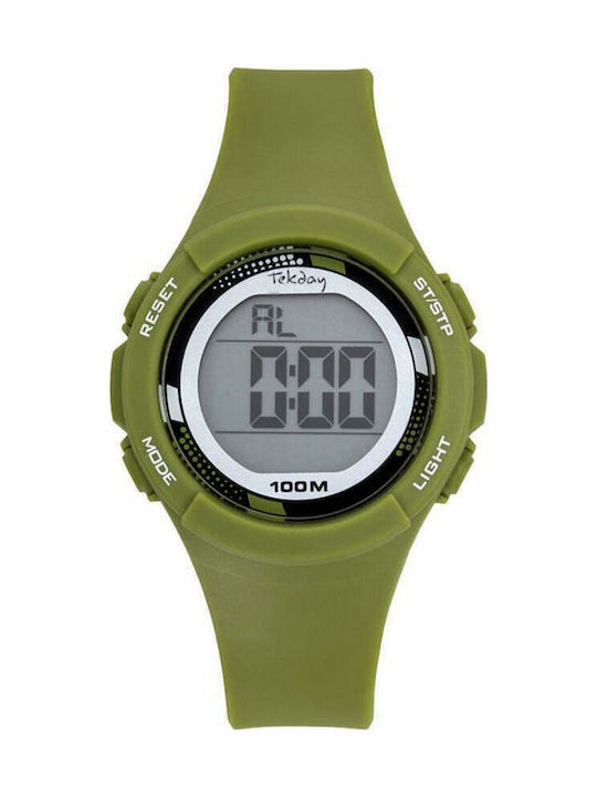 Tekday Ψηφιακό Ανδρικό Ρολόι 38mm Μπαταρίας με Πράσινο Καουτσούκ Λουράκι