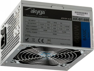 Akyga AK-B1-600 600W Black Computer Power Supply Full Wired