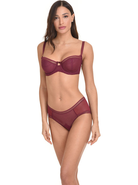Balconette Balconette Bra without Padding Burgundy