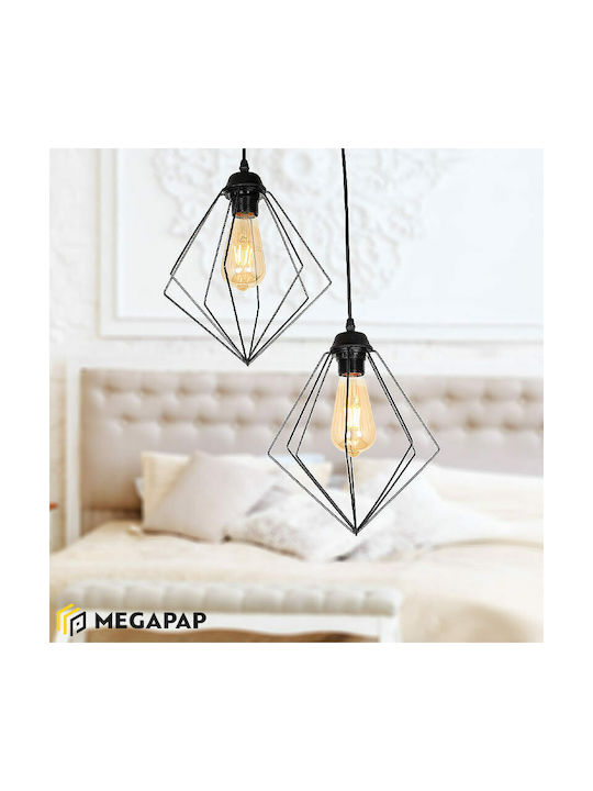 Megapap Nura Κρεμαστό Φωτιστικό Μαύρο με Ντουί E27 40x40x70εκ.