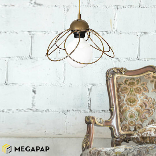 Megapap Zufash Κρεμαστό Φωτιστικό Χρυσό με Ντουί E27 25x25x60εκ.