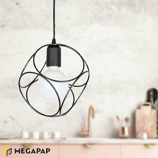 Megapap Lusita Висящо Осветително Тяло Черен с Цокъл E27 20x20x70см.