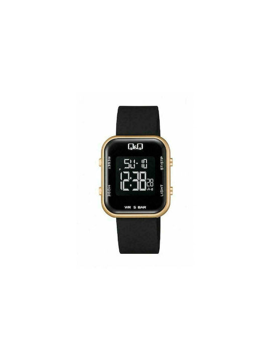 Q&Q Digital Uhr Batterie mit Schwarz Kautschukarmband