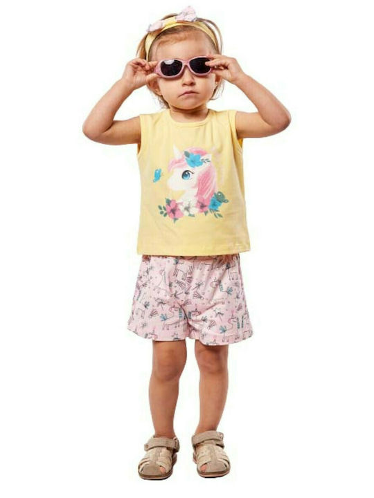 Εβίτα Kids Set with Shorts Summer 2pcs Yellow