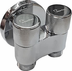 Interflex Double Round Slim Επιτοίχιος Διακόπτης Μπιντέ Ασημί