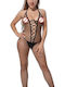 La Lolita Amsterdam Sexy Bodystockings Mesh Bodystocking With Deep Cleavage Crossbody Black