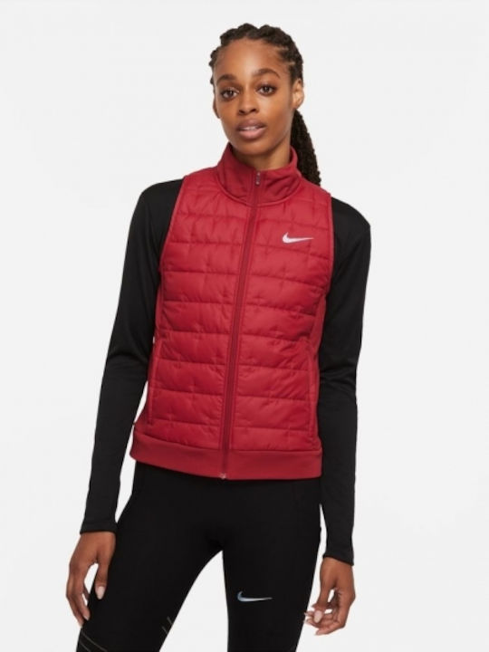 Nike Κοντό Γυναικείο Αμάνικο Puffer Μπουφάν για Χειμώνα Κόκκινο