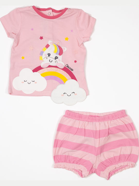 Kids' Set with Shorts Summer 2pcs Pink Unicorn